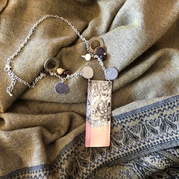 Handmade Copper Swirl Stamped Necklace - Picture 3 of 3